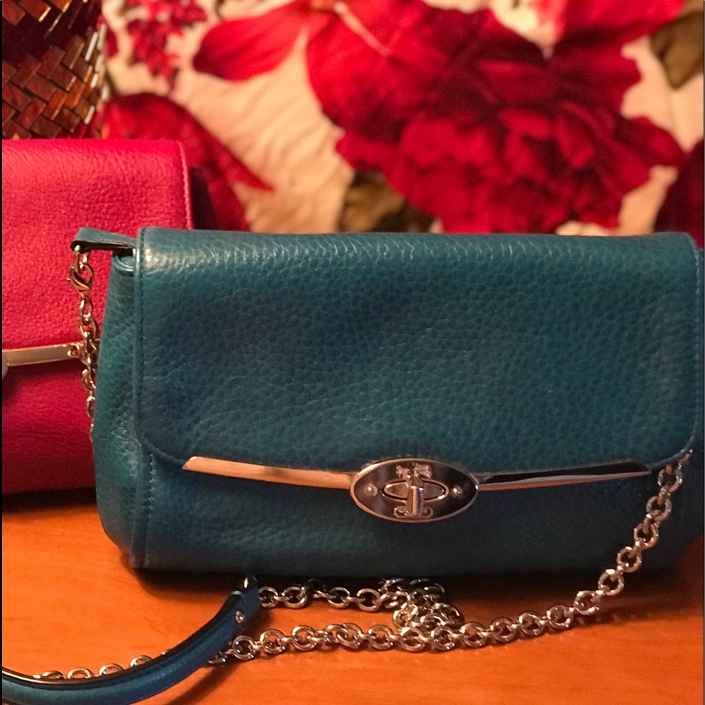 Vintage Coach Leather Crossbody BAG in TEAL